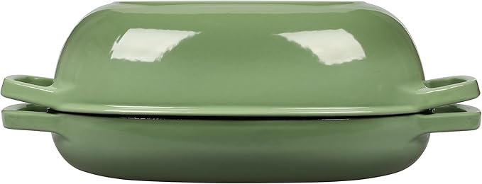 EDGING CASTING Enameled Cast Iron Oval Dutch Oven Pot with Lid, Dutch Oven for Sourdough Bread Baking, Oval Bread Pan, Bread Oven, Bread Dutch Oven, 5qt, Pistachio Green