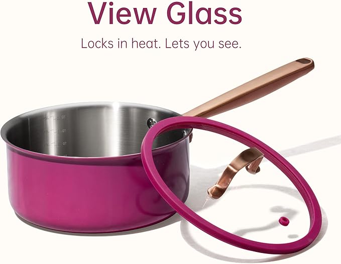 CAROTE Stainless Steel Saucepan Set, 2 Sauce Pans, Purple