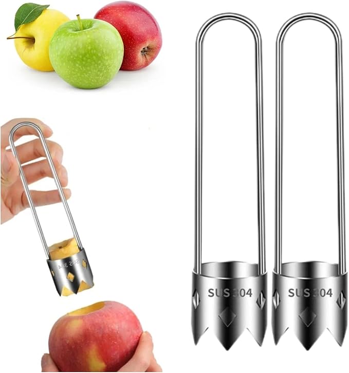 Red Bell Pepper Corer Seed Remover Tool, 2026 Upgraded Multifunctional Stainless Steel Pepper, Pineapple, Pear, Apple Corer Tool - Ergonomic Handle, Vegetables and Fruit Kitchen Utensils (2pcs)