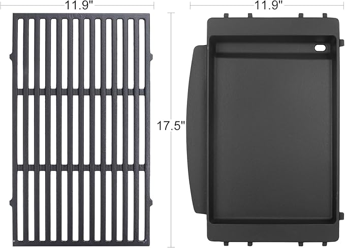 Cast Iron 7658 Cooking Griddle & 7638 Grill Grate for Weber GS4 Spirit II & I 300 Grills, Spirit E/S 310 E/S 320 E/S 330 SP-320, Spirit 700 Genesis 1000-3500 Genesis Gold Silver Platinum B/C