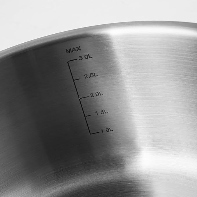 Rokasala 3 QT Saucepan with Lid,3-Ply Stainless Steel Saucepan,Professional Grade Cookware,Induction Compatible