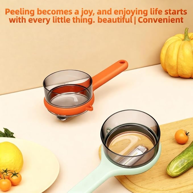 2 PCS Peeling Knife with Storage Box, Upgrade Peeler with Container, Double-sided Stainless Steel Blades Peel Faster, Durable Fruit Peeler for Camping, Home Kitchen, Anti-Slip Grip for Safe Use