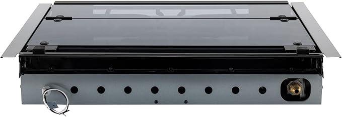 RecPro RV Built In Gas Cooktop | 2 Burner or 3 Burner | RV Cooktop Stove | 6,500 and 8,000 BTU Burners | Cover Included (Black, 3-Burner)