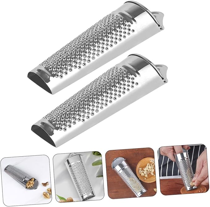 2pcs Stainless Steel Ginger Zester Grater Multi Functional Kitchen Tool for Garlic Cheese Spices More Ergonomic Non Slip Handle for Effortless Grating for Home Restaurant Use