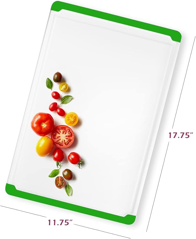Large Cutting Board for Kitchen - Dishwasher Safe Plastic Chopping Board with Non-Slip Grip, Deep Juice Groove & Easy-Grip Handles - Thick Durable Cutting Board for Meat, Vegetables & Meal Prep