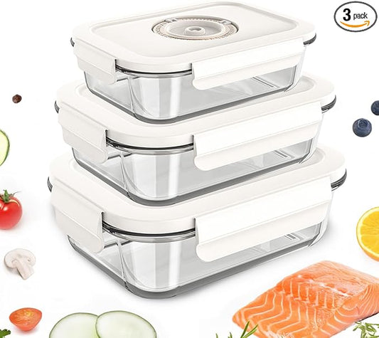 Glass Vacuum Seal Containers for Food Storage (Sealer sold separately)