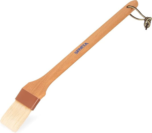 SPARTA 4037000 Boarhair Angled Pastry Brush, Basting Brush with Handle Hole, 16"L x 2"W, Wood Handle