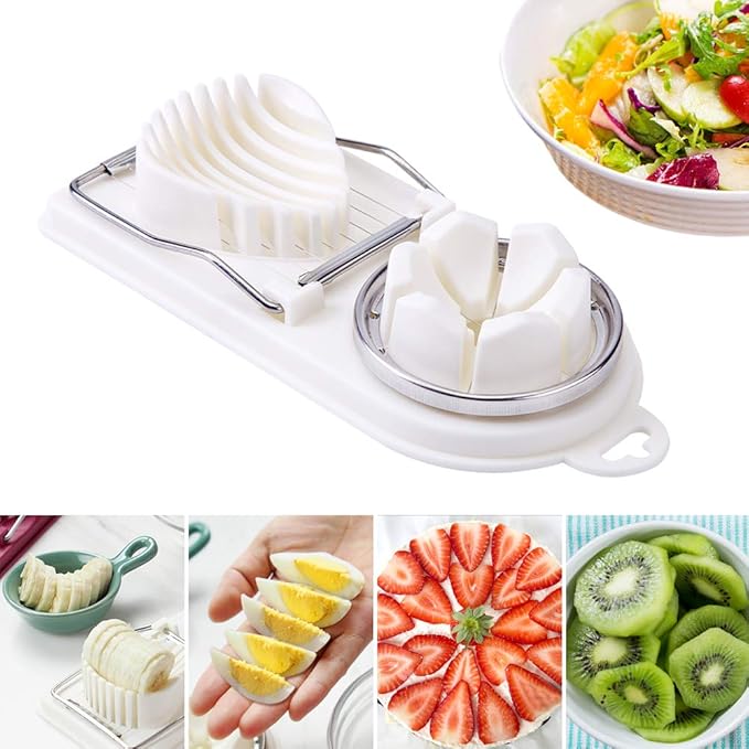 Egg Slicer Cutter,2 in 1 Stainless Steel Cutting Wires Egg Slicer Multi Purpose Egg Dicer & Wedger