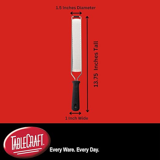 TableCraft 10979 PerfectGrip Grater/Zester, Stainless Steel Grater with Narrow Blade, Soft Non-Slip Handle, Ergonomic Design, Dishwasher Safe, NSF Listed, One Size, Silver
