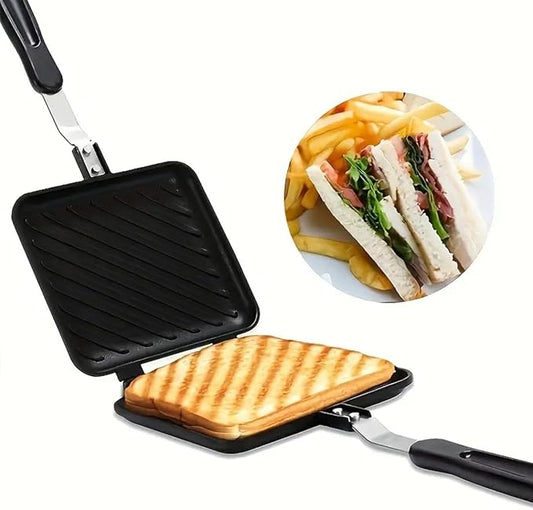 Sandwich Maker, Grilled Sandwich and Panini Maker Pan with Non-Stick Plates, Stovetop Toasted Sandwich Maker Aluminum Flip Pan for Home Kitchen, 5.9" L x 14.2" H