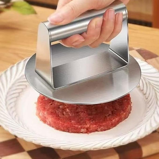 Steel Smashed Burger Press, 4.72" Round Burger Smasher with Anti-Scald Handle, Hamburger Press, Dishwasher Safe Grill Press for Griddle, Juicy and Crispy Burgers for BBQs, Cookouts
