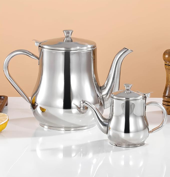 Stainless steel teapot, large capacity oil pot (2100 ml/71 oz), multi-purpose pot with built in filter