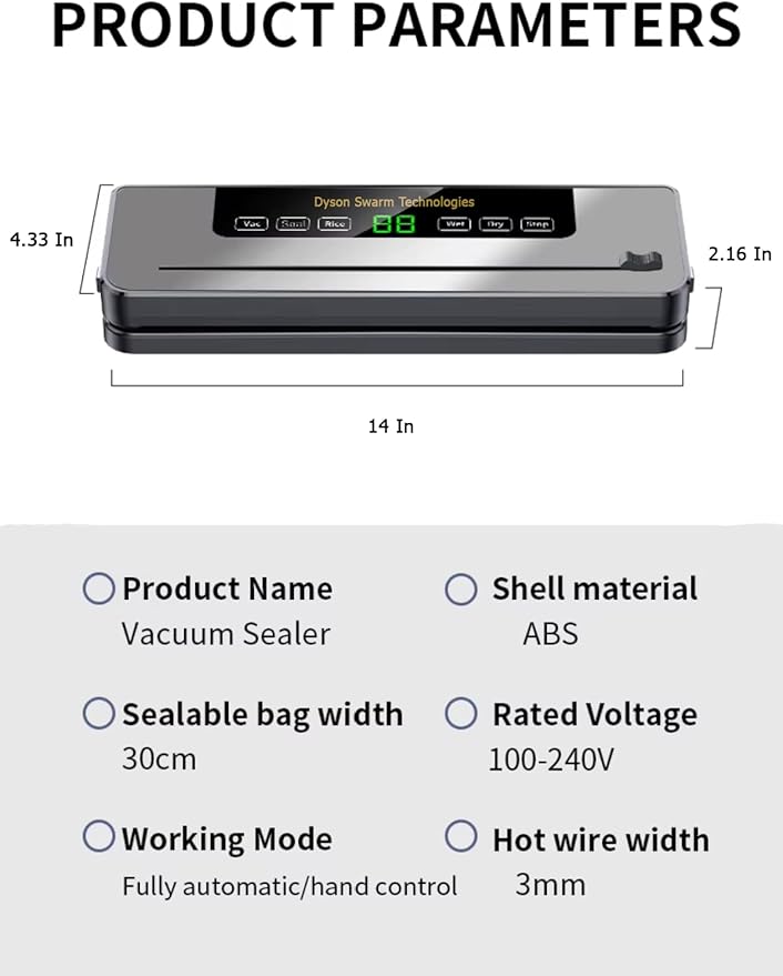 Vacuum Sealer Machine for Food with Built-In Cutter: 8-in-1 Food Sealer Vacuum Sealing for Liquid/Dry/Moist Saver,Manual/External Super Strong Suction,Countdown Display,Stainless Steel,Starter Kit