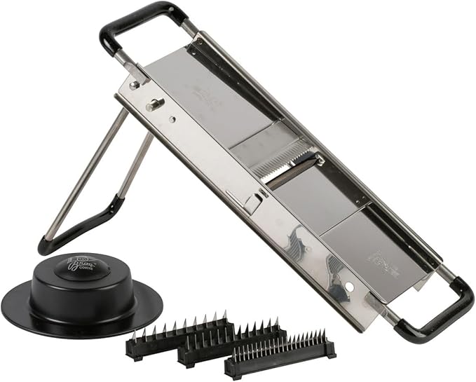 LOUIS TELLIER - Professional Chef's Mandoline - Stainless Steel - Slices Fruits and Vegetables - French Fries and Julienne - Adjustable Thickness - Made in France