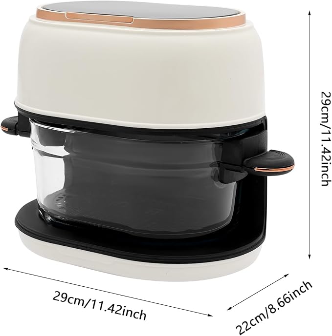 banborba Air Fryer, 900W 4.23QT Glass Air Fryer, Smart Compact Airfryer with Digital Display, 140℉-374℉ Adjustable Temperature, 120 Min Timer, for Cakes, Chicken Wings, Fish, Meat, Shrimp, Vegetables