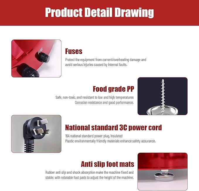 5 Tier Commercial Chocolate Fountain, 230W 7lb Large Capacity Stainless Steel Hot Chocolate Fondue Tower Fountain Machine for Buffet Dinner, Wedding Parties, 86-230℉ (Red)