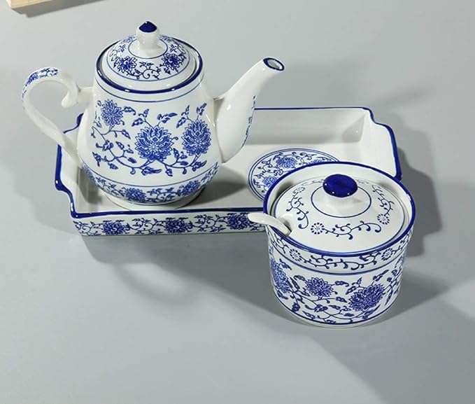 123Arts Ceramic Sugar Bowl Flower Relief Seasoning Jar Spice Jar with Lid and Spoon