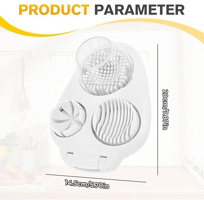 3 in-1 Egg Slicer for Hard Boiled Eggs, Multifunction Kitchen Chopper Tool, 3 Way Hand Egg Cutter Strawberry Slicer for Fruits and Vegetables
