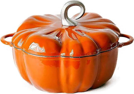 Lebolna Pumpkin Cocotte,Pumpkin Dutch Oven Pot with Lid,Enamel Cast Iron Cooking Pot,Non Stick Pumpkin Pot,Stew Pot Soup Pot,Serves 3-5,Halloween Thanksgiving Decor Pot Gift(3.9 Quart, Orange)
