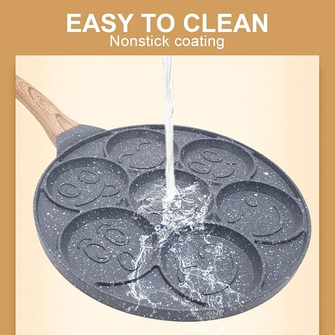 Pancake Pan Induction - Nonstick 10 Inch Pancake Maker 7-Cup Blini Pan Silver Dollar Pancake Pan for Kids