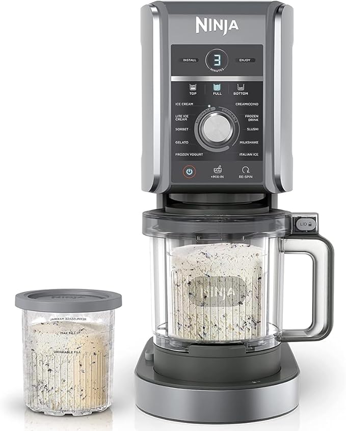 Ninja NC501 CREAMi Deluxe 11-in-1 XL Ice Cream Maker Silver (Renewed) Bundle with 2 YR CPS Enhanced Protection Pack