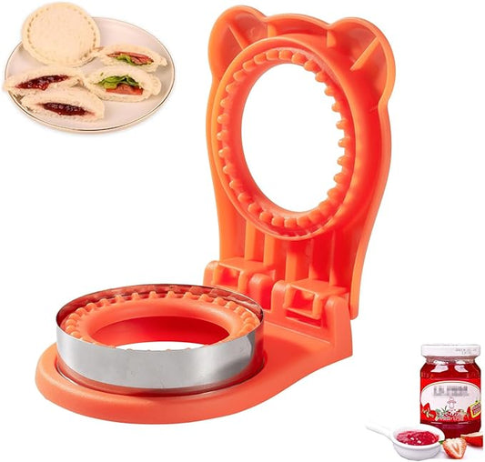 Uncrustable Sandwich Maker,Sandwiches Pocket Circle Shape 3.7Inch Sandwich Cutter and Sealer,Sandwich Cutter for Kids Breakfast and lunchboxes (Orange)