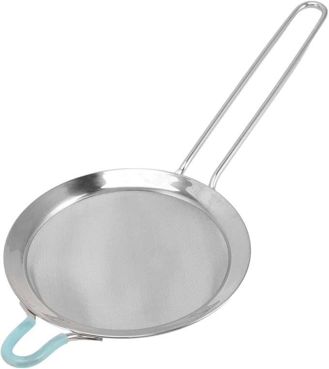 60 Mesh Fine Mesh Strainers, Stainless Steel Sieve Fine Mesh Strainer Handheld Flour Colander with Long Handle, Flour Sifter for Kitchen (14cm)