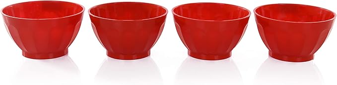 Mintra Colorful Unbreakable Plastic Bowl 4pk - (Medium - 750ml, Red) - (Part Of A Set) - Salad, Snacks, Breakfast Cereal, Fruit, Popcorn, Soup - Shatterproof, BPA Free
