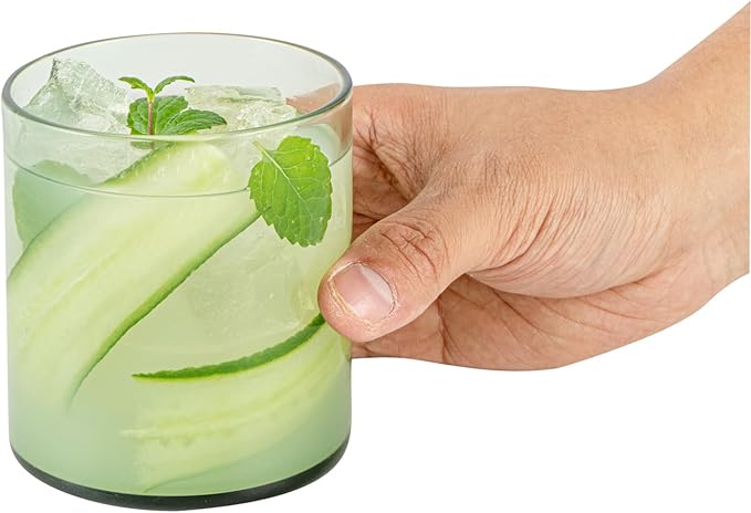Restaurantware-Vetri 10 Ounce Old Fashioned Glasses, 24 Dishwashable Whiskey Glasses - No-Lead, Durable, Green Glass Tumblers For Scotch, For Drinking Liquor, Cocktail, Bourbon, Cognac, And More