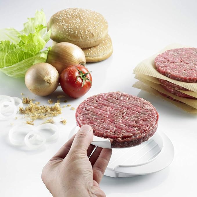 QELEG Non Stick Burger Press, Hamburger Maker Mold, BBQ Patty Juicy Regular Beef Maker Round