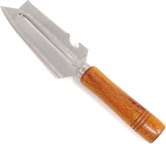 Honbay Sharp Multifunctional Stainless Steel Wooden Handle Knife Fruits Peeler Vegetables Knife Fish Scales Scraper Bottle Opener