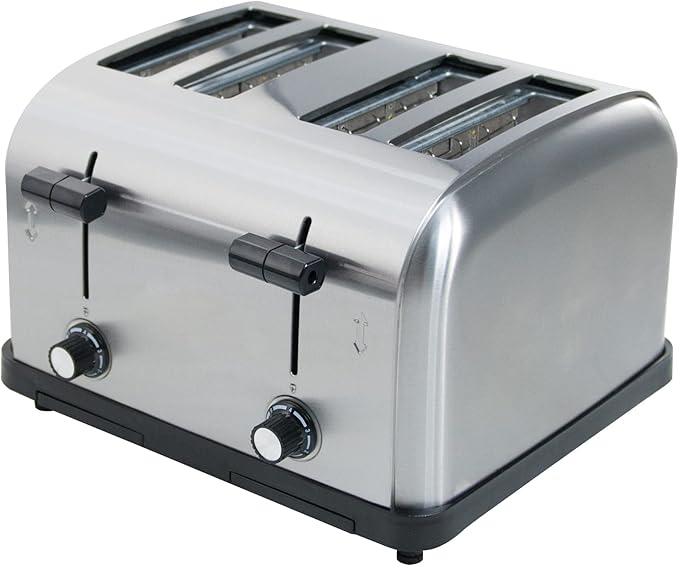 Clivia Commercial Toaster for Restaurant, 4 Slice Toaster,Commercial Bread Heating Machine, Automatic Pop-Up,Stainless Steel Bread Ovens,Silver