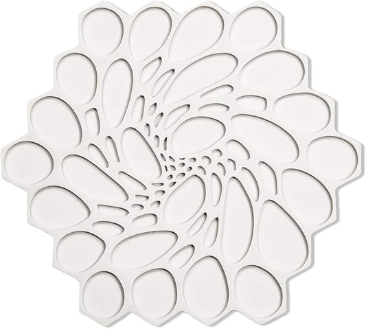 modern-twist 7 x 7" Hive Silicone Trivet, Heat Resistant Up To 675°F, Non Slip, Protects Table From Heat, Cloud, Pack of 1