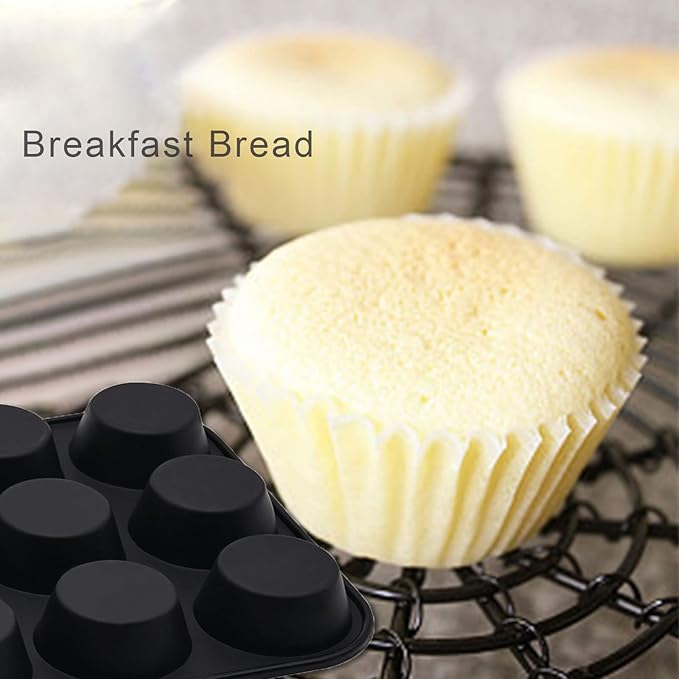 Bongpuda Silicone Muffin Pan Set,2 Pcs 2.8" 12 Cups Egg Bite Mold,Non-Stick,Easy Release,For Egg Muffins, Cupcakes, Large Muffins,Pizza Muffins,Cheesecakes(Black + Red)