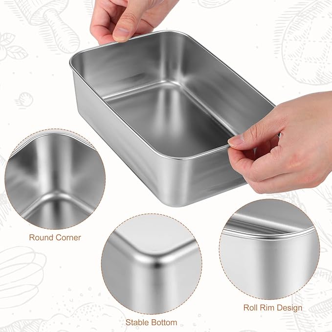 Kichvoe Stainless Steel Loaf Pan with Lid - Non-Stick Bread Pan for Baking | Rectangle Toast Mold Metal Bakeware for Homemade Meatloaf, Cakes, Brownies, 9.05×5.90×2.55 Inch