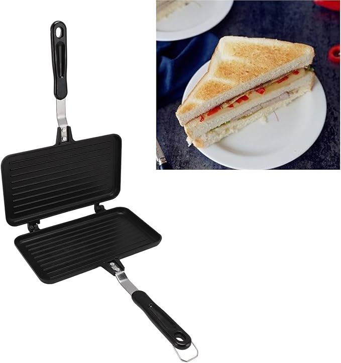 Nonstick Stovetop Waffle Pan, Portable Aluminum Waffle Maker for Family Breakfast, Camping Waffle Maker Pan with Long Handle, DIY Crispy Waffles for Home and Outdoor Use (Style 2)