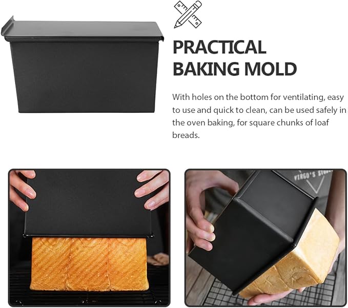 MUSISALY Non-stick Toast Baking Mold with Sliding Cover 600g Loaf Pan for Home Kitchen Bread Baking Supplies