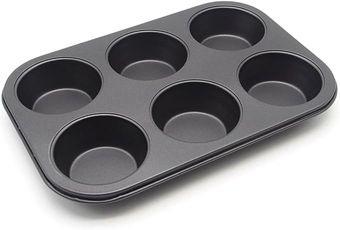 HYTK Muffin Pan 6 Cup Cupcake Baking Pan No Stick Carbon Steel Easy Clean