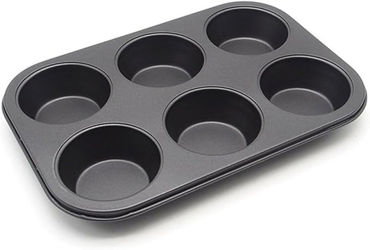 HYTK Muffin Pan 6 Cup Cupcake Baking Pan No Stick Carbon Steel Easy Clean