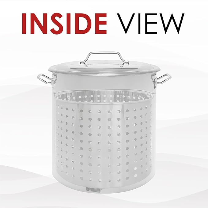 CONCORD Stainless Steel Stock Pot w/Steamer Basket. Cookware great for boiling and steaming (100 Quart)