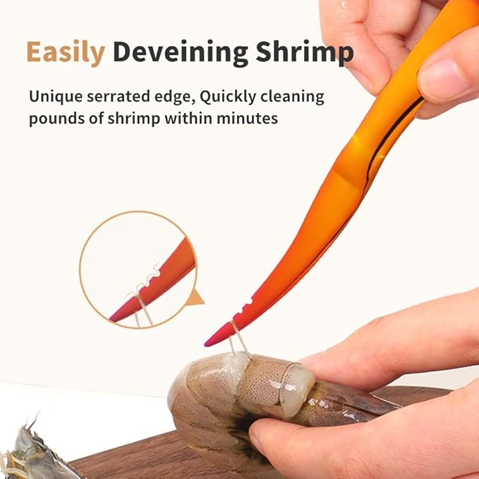 Shrimp Deveiner Tool Multi-Colored Shrimp Peeler and Deveiner Tool Stainless Steel Shrimp Cleaner Seamless Shrimp Peeler Shrimp Deveining tool Knife for Easy Shrimp Deveining (Orange)
