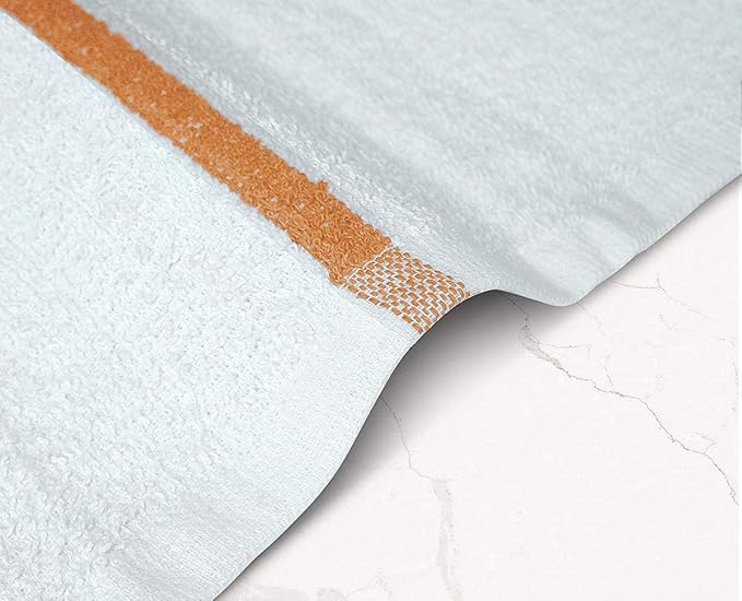 Bar Mops Gold Stripe Pack of 24 Kitchen Towels 16x19 Multi-Purpose for Home, Restaurant and Cleaning White Absorbent Washcloth Dishcloths Sets, Reusable Dish, Cloths Rags