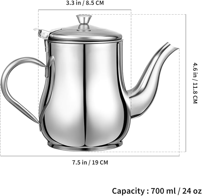 Yardwe Stainless Steel Oil Filter Pot - 24Oz Oil Dispenser with Fine Mesh Strainer for Kitchen Storage and Grease Container