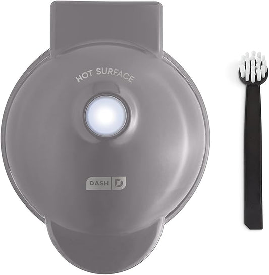Dash Deluxe Mini Waffle Maker- Compact, Easy-to-Clean Breakfast Appliance - Convenient Cord Wrap - Cleaning Brush Included - 4-Inch - Storm Gray