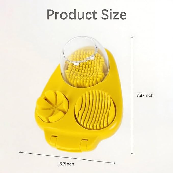 3 In 1 Egg Slicer for Hard Boiled Eggs,3 Slice Modes Egg Cutter,Stainless Steel Dicer for Strawberry Mushroom Grape Cherry, Multifunctional Food Cutter Slicer for Home Kitchen Chopper Gadgets (Yellow)