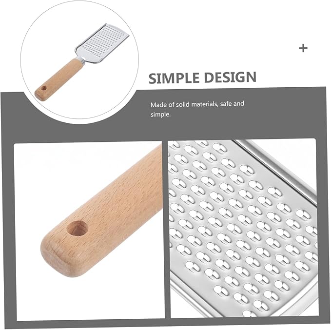 Stainless Steel Plane Zester with Wood Handle Clean Kitchen Gadget for Fruits and Vegetables Non-slip Grip for Comfortable Use for Cheese Lemon Ginger and More