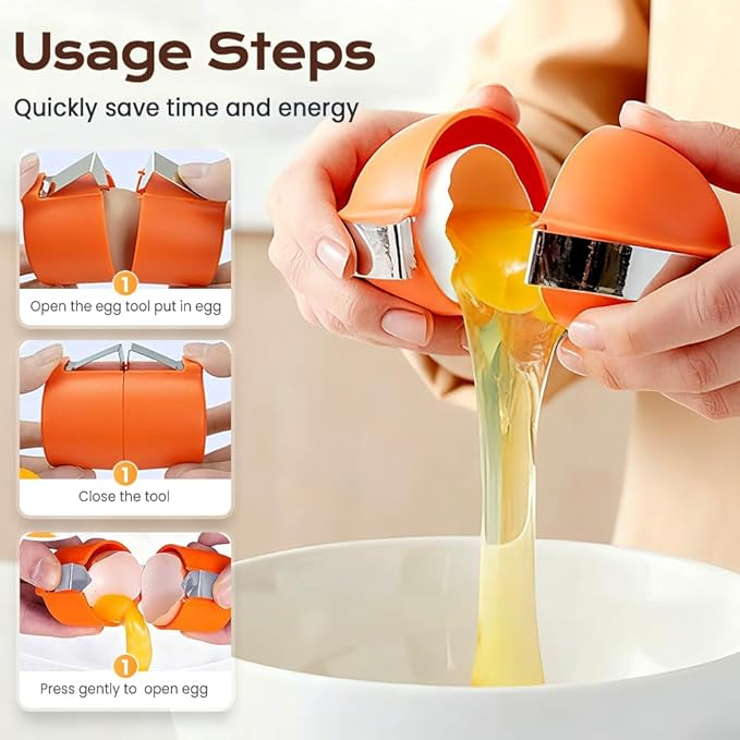 2026 New Egg Shell Opener, Stainless Steel Egg Cracker Tool, Multifunctional Egg Shell Opener for Raw & Hard-Boiled Eggs, Handheld Kitchen Gadget for Easy Peeling & Separating (3, Mix)