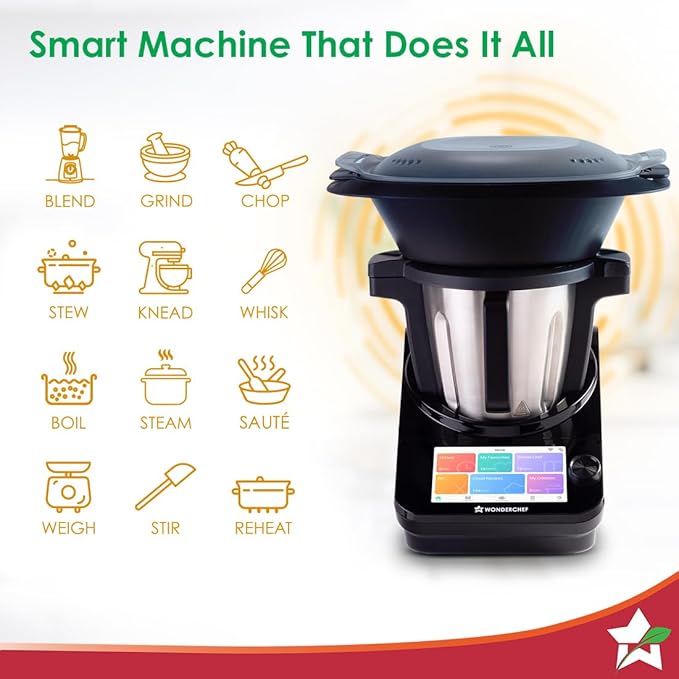 Wonderchef Chef Magic | All-in-One Kitchen Robot for Indian & International Cuisine | Automatic Chopping, Sautéing, Stirring, Kneading... | Mobile App | Recipes by Chef Sanjeev Kapoor | 2 Yr Warranty