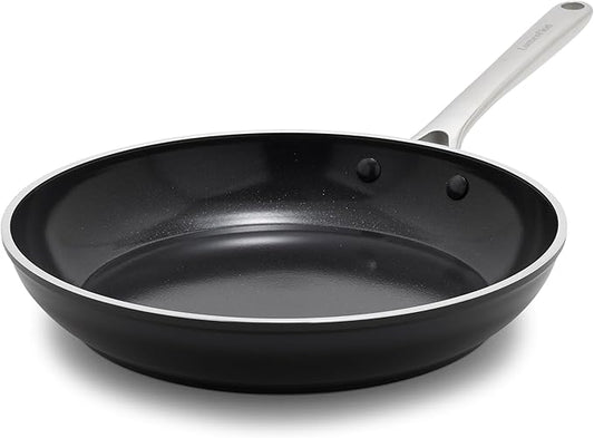 Orfeo 11” Nonstick Frying Pan, Made in Italy, Diamond Ceramic PFAS-Free Cookware, Induction Ready, Scratch Resistant, Laser-Fused Surface for Durability, Dishwasher Safe, Black