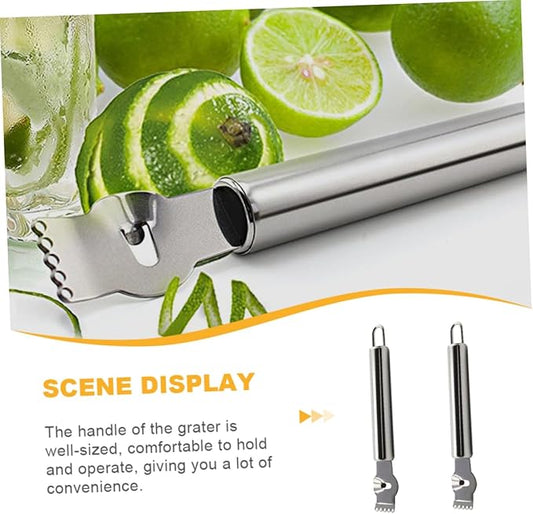 Alipis 2pcs Stainless Steel Lemon Zester and Orange Peeler Ergonomic Grater for Citrus Fruits and Vegetables Easy to Clean for Home Kitchen and Giving